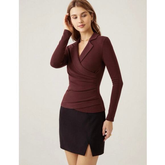 NWT XS Collared Surplice Top - Picture 1 of 7